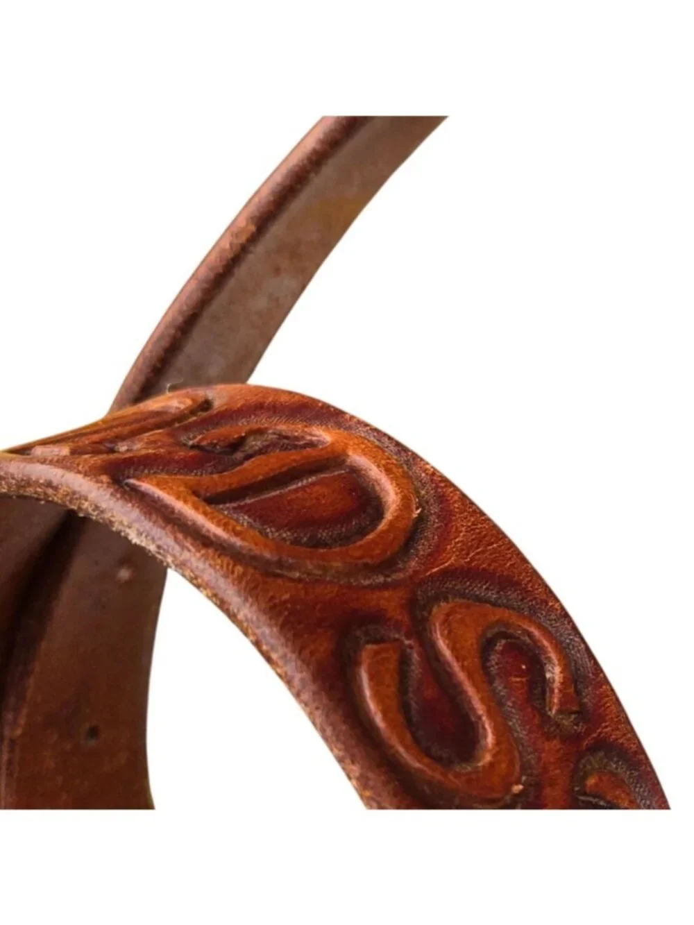 Custom Tooled Leather Belt Lindsey Child Size Western Cowboy Kid Sundance WY Vtg